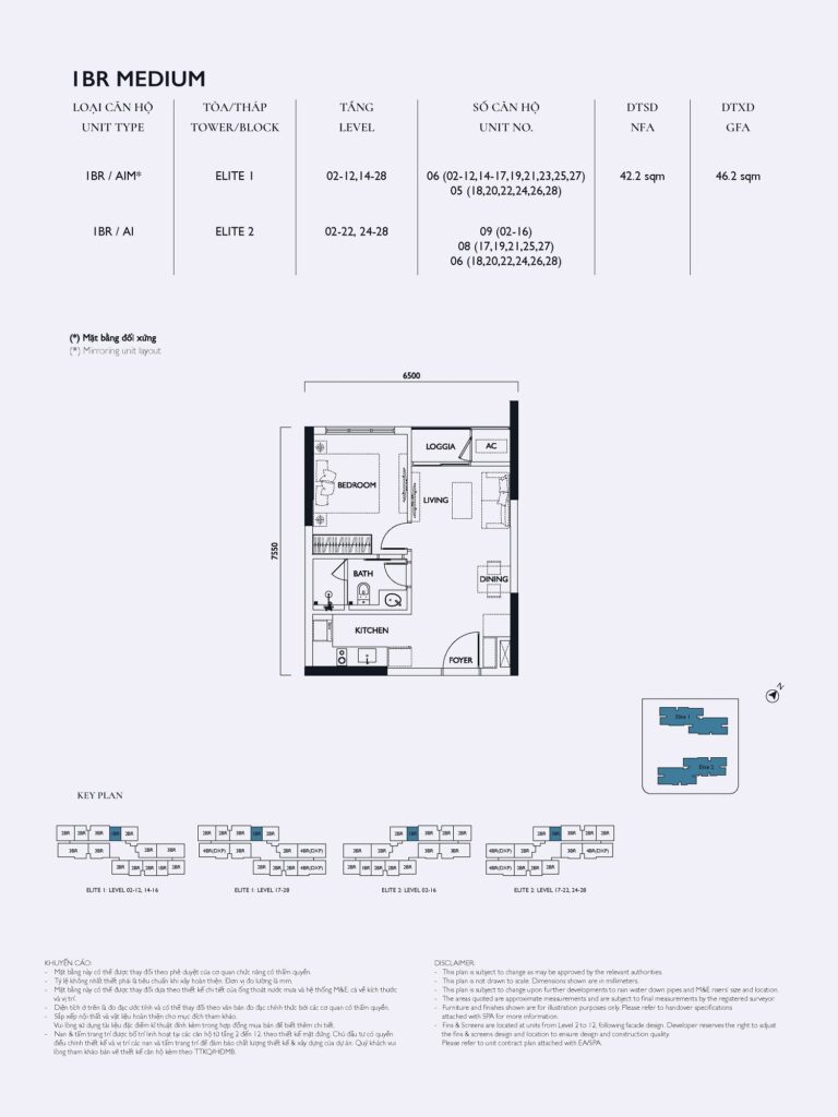 Căn 42m2 - chung cư Senique Hà Nội - Vinhomes Ocean Park