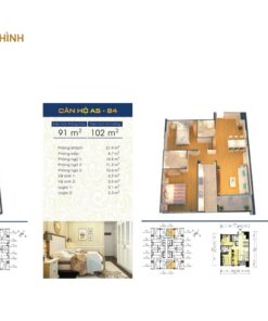 Căn hộ A5-B4 Diện tích 91m2, 3PN, 2WC.