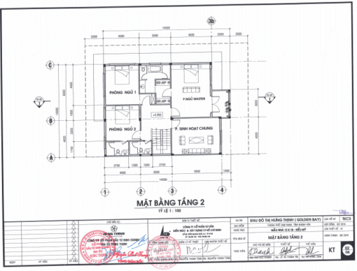 Mặt bằng tầng 2 mẫu thiết kế nhà kiểu Mỹ Golden Bay diện tích 12x18