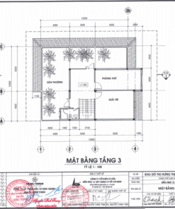 Mặt bằng tầng 3 mẫu thiết kế nhà kiểu Mỹ Golden Bay diện tích 12x18