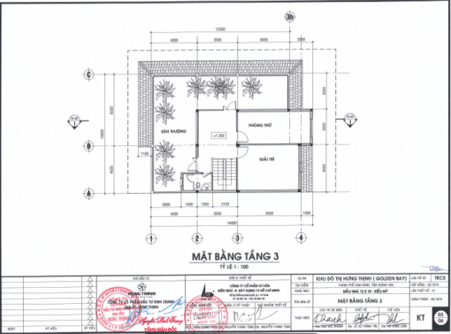 Mặt bằng tầng 3 mẫu thiết kế nhà kiểu Mỹ Golden Bay diện tích 12x18