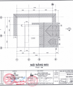 Mặt bằng tầng mái mẫu thiết kế nhà kiểu Mỹ Golden Bay diện tích 12×18