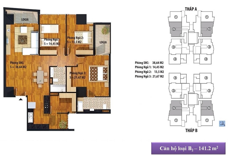 căn hộ loại B2 - 141 m2