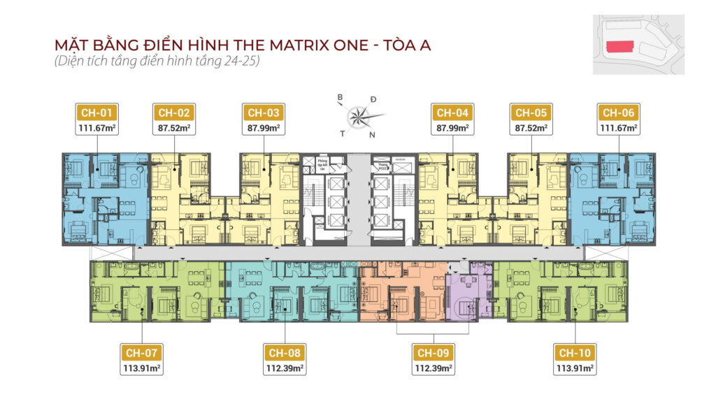 Mặt bằng toà A chung cư The Matrix One