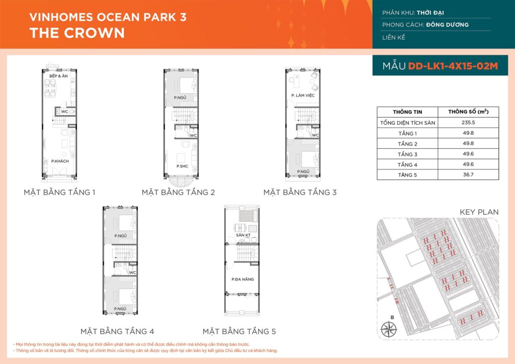 thiết kế Liền Kề DD-LK1-4X15-02M phân khu Thời Đại dự án Vinhomes Ocean Park 3 – The Crown