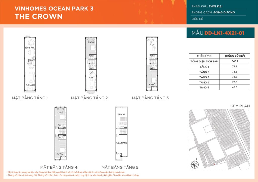 thiết kế Liền Kề DD-LK1-4X21-01 phân khu Thời Đại dự án Vinhomes Ocean Park 3 – The Crown