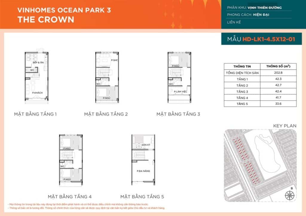 thiết kế Liền Kề HD-LK1-4.5X12-01 phân khu Vịnh Thiên Đường dự án Vinhomes Ocean Park 3 – The Crown