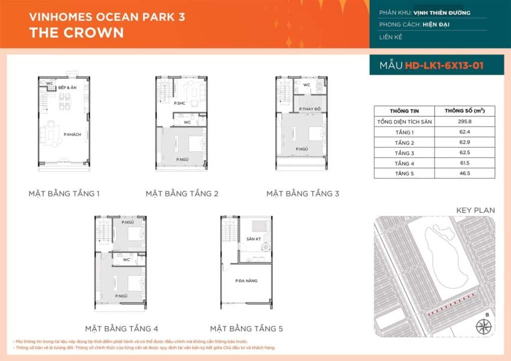 thiết kế Liền Kề HD-LK1-6X13-01 phân khu Vịnh Thiên Đường dự án Vinhomes Ocean Park 3 – The Crown